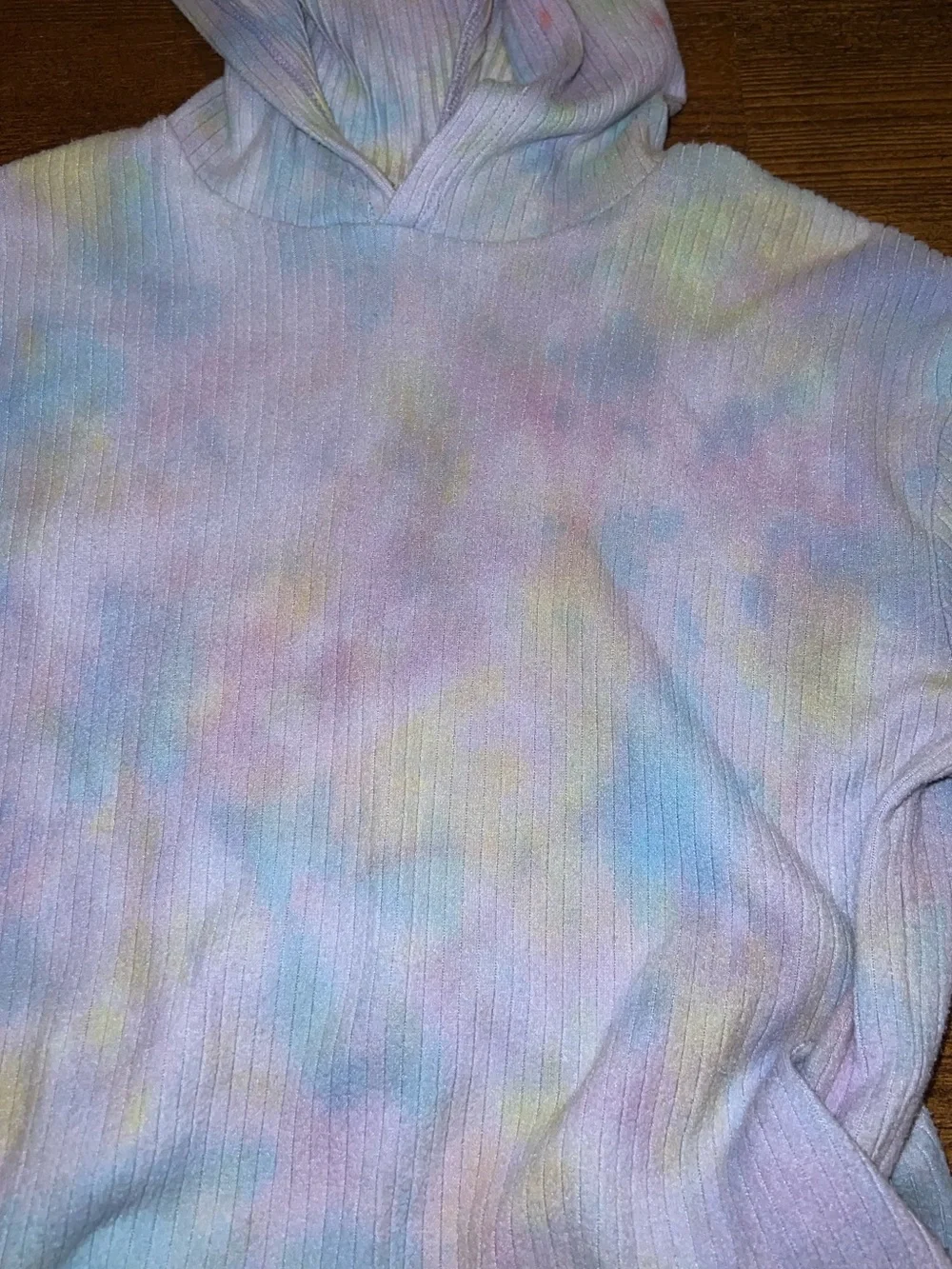 Cat & Jack Pastel Purple Colorful Ribbed Tie-Dye Hoodie Size L 10-12
